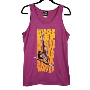 Surfer Sailing Wave 90's Beach Sun Summer Spell Out Cotton Tank Top Men's L